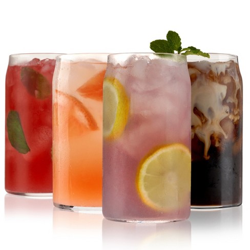 True Beer Can Pint Glass, Clear Glass Beer Cup, Set Of 4, Holds 16