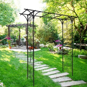Gulches Metal Garden Arch 80.3in x 20.47in x 81.1in Climbing Plants Support Rose Arch Outdoor Black - 1 of 4