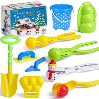 Buy Unplugged Explorers 6 pc. Ultimate Snow Toys kit, winter sports- 1 Red  Sled, Snow Brick Maker, Snow Digger & Snow Mold, 2 Snowball makers (1 Free)  1 oversized Winter Toys storage
