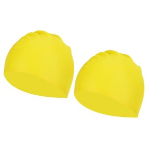 Unique Bargains Silicone Waterproof Non-Slip High-Stretch Swim Caps 2 Pcs - 1 of 4