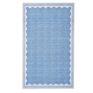 Indoor Modern Washable Area Rugs with Scalloped Print, Ultra Thin Non Slip Throw Carpet for Bedroom Living Room - 1 of 4