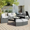 CAVINAS 10-Piece Patio Outdoor Seating Sets, Half Round Patio Rattan Sofa Set, PE Wicker Conversation Furniture Set for Free Combination, Light Gray - 2 of 4