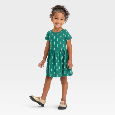 Toddler Girls' Trees Short Sleeve Dress - Cat & Jack™ Green 12M