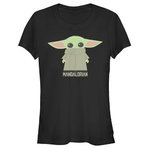 Juniors Womens Star Wars The Mandalorian The Child Cartoon Shy T-Shirt - 1 of 3