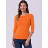 INSPIRE CHIC Women's Classic Solid Elbow Sleeves Round Neck Slim Fit T-Shirts - 3 of 4