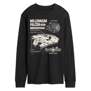 Men's - Star Wars - Millennium Falcon Schematic Long Sleeve Graphic T-Shirt - 1 of 3