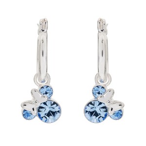 Disney Minnie Mouse Silver Plated Hoop Latch Back Birthstone Earrings - 1 of 4