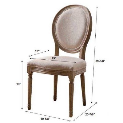 Set of 2 Light Brown Linen Upholstered Wood Side Chairs