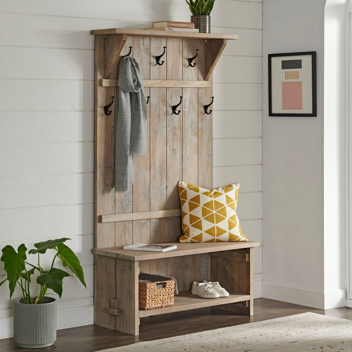 70" Hall Tree Driftwood - Alaterre Furniture - thumbnail 5