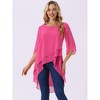 INSPIRE CHIC Women's High Low Hem Scoop Neck Asymmetrical 3/4 Sleeve Summer Top - 2 of 4