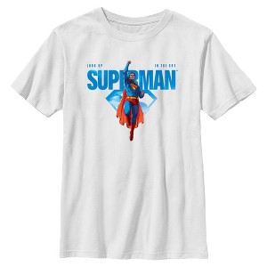 Boys Superman Look Up Hero Pose T Shirt - 1 of 4