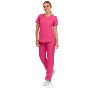 MediChic Women's V-Neck Scrub Set Straight Leg Six Pocket Cargo Scrub Pants with 4-Way Stretch Scrubs Sets - 1 of 4