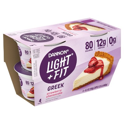 Light + Fit Nonfat Gluten-Free Strawberry Cheesecake Greek Yogurt - 4ct/5.3oz Cups