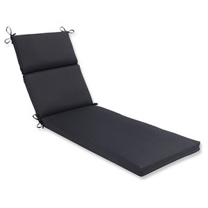 Outdoor Chaise Lounge Cushion - Black Fresco Solid - Pillow Perfect, Black Solid