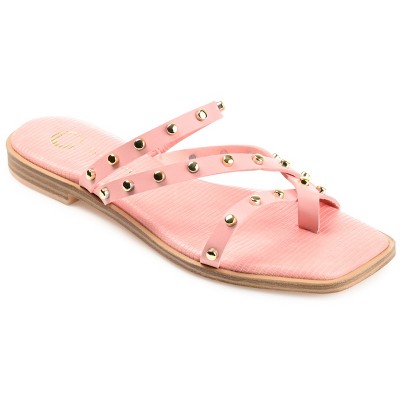 Journee Collection Womens Fanny Tru Comfort Foam Slide Low Block Heel Sandals Pink 9.5
