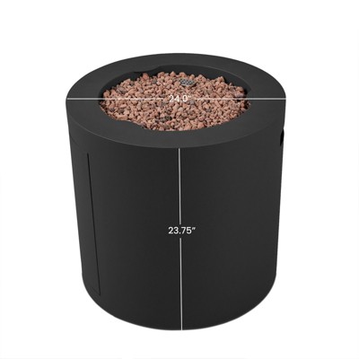 Hephaestus 24" Black Steel Round Propane Fire Pit Table