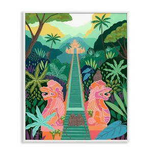 Stupell Industries Monkey Forest Stairs to Temple Framed Giclee Art, White, 24" x 30" - 1 of 4