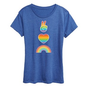 Women's - Instant Message - Peace Love Pride Short Sleeve Graphic T-Shirt - 1 of 4