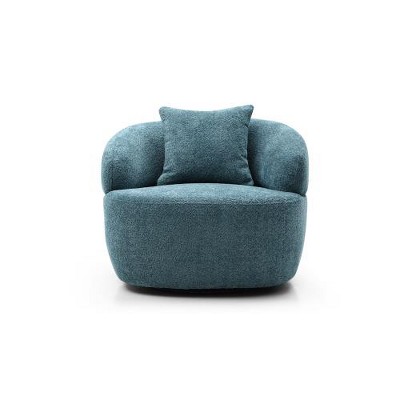 SYFERLORY Swivel Mid Century Modern Curved Sofa, 1-Seat Cloud couch Boucle sofa Fabric Couch, Blue