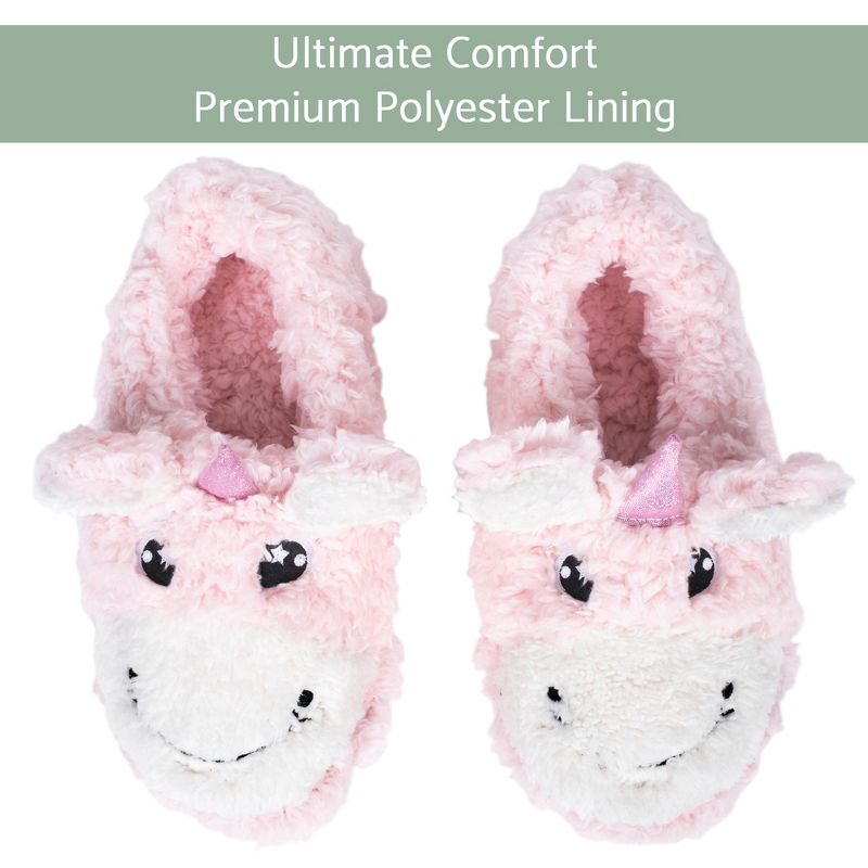 Elanze Designs Unicorn Pink Women's Animal Cozy Plush Lined Non Slip Fuzzy Slipper - Medium, 2 of 7