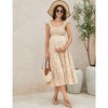 Womens Maternity Dress Summer Sleeveless Smocked Square Neck Ruffle Casual Boho Midi Dress Baby Shower Photoshoot - 2 of 4