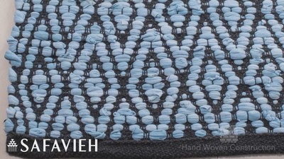 Coastal Charm Handwoven Black and Green 6' Square Cotton Rug