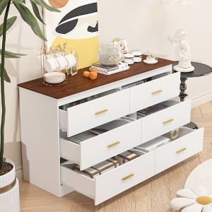 TiramisuBest Modern Drawer Cabinet,Buffet Sideboard Storage Cabinet with Gold Metal Handle - 1 of 4