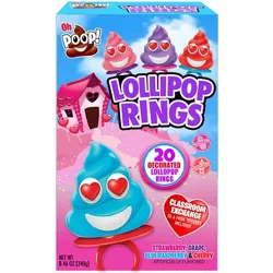 Oh Poop! Valentine's Day Classroom Exchange Lollipop Rings - 8.46oz/20ct