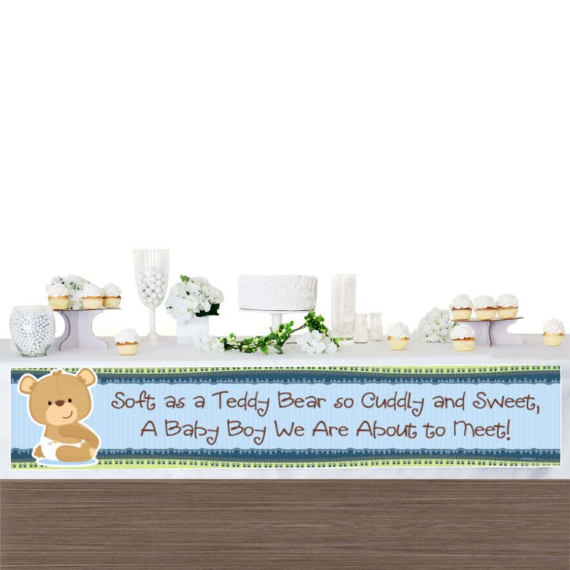 Big Dot of Happiness Boy Baby Teddy Bear - Baby Shower Decorations Party Banner, 3 of 8