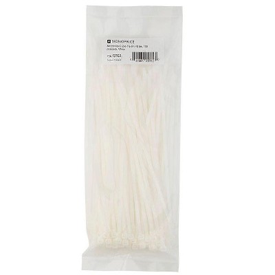 Monoprice 8-inch Cable Tie, 100pcs/Pack, 40 lbs Max Weight - White