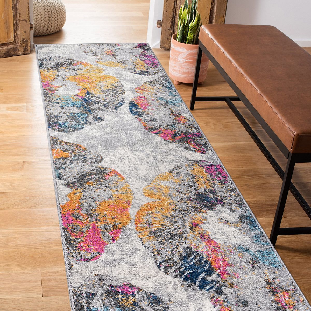World Rug Gallery Contemporary Floral Stain Resistant Soft Area Rug - thumbnail 2
