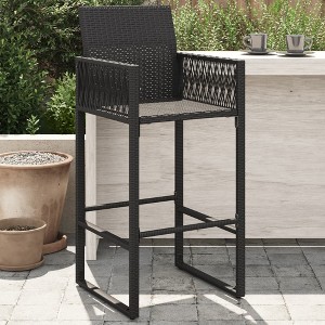 vidaXL Patio Bar Stools 2 pcs Black Poly Rattan - 1 of 4