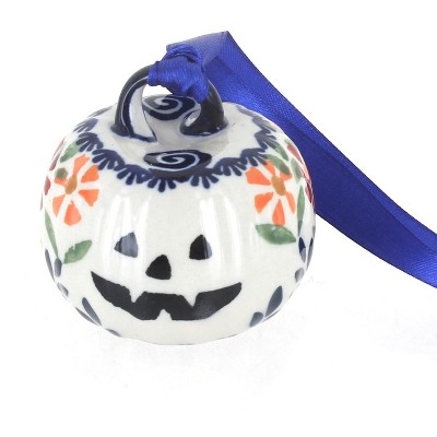 Blue Rose Polish Pottery Garden Bouquet Pumpkin Ornament