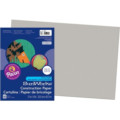 Pacon Construction Paper Smooth Textured 12"x18" 50/PK Gray 8807