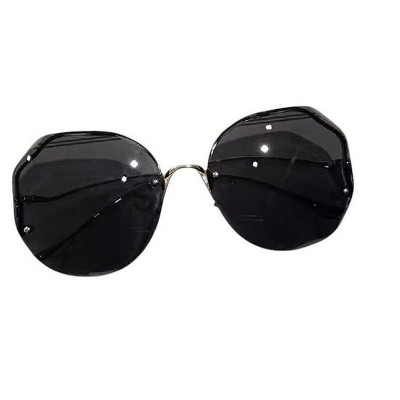 Anna-Kaci Women's Oversized Geometric Rimless Sunglasses with Gradient Lenses and Decorative Storage Case