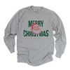Merry Christmas Arched Glitter Santa - Womens Garment Dyed Long Sleeve - 2 of 3