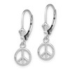Black Bow Jewelry 8mm 3D Peace Sign Lever Back Earrings in 14k White Gold - 2 of 4