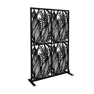 KWPZQEB 1 Panel Room Divider, Metal Portable Partition Screens w/ Leaf Shape, Freestanding Wall Decorative Privacy Screen for Living Room - 1 of 4