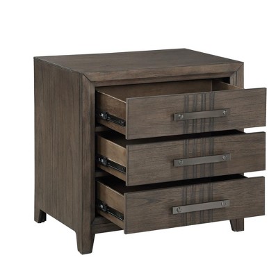 Landon Walnut Brown Pine Wood 3-Drawer Nightstand