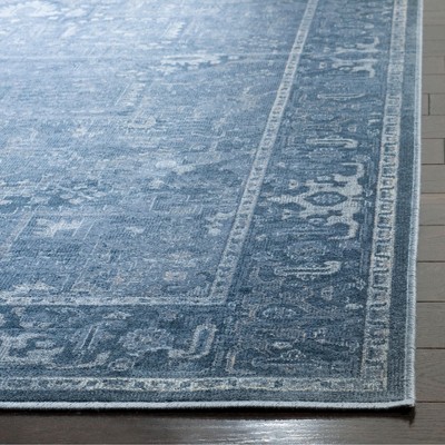 Blue Rectangular 5' x 7' Wool and Silk Area Rug