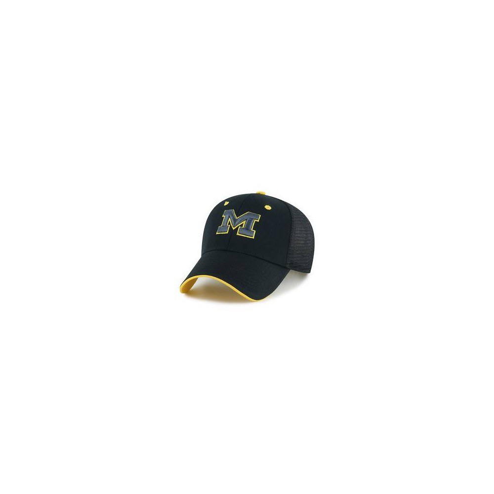 NCAA Michigan Wolverines Mesh Back Money Maker Hat - Black: College Team Logo Adjustable Cap