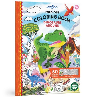Eeboo: Fold Out Coloring Book - Dinosaurs Abound - W/ 50 Shiny Stickers ...