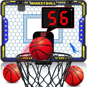 Mini Basketball Hoop Over Door Indoor Play Set for Kids Ages 6-12 Boys Gift - 1 of 4