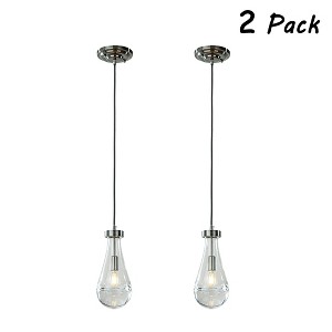ALOADECOR Farmhouse Raindrop Glass Chandelier Rustic Teardrop Cluster Pendant Light for Kitchen Island (2-Pack) - 1 of 4