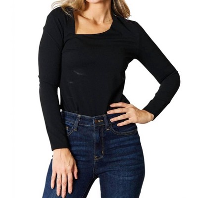 Women's Asymmetrical Neck Long Sleeve Top - Basic Bae
