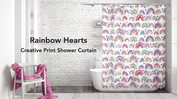 Rainbow Hearts Kids&#39; Shower Curtain - Allure Home Creations, 2 of 9, play video