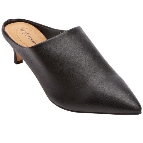 Wide width cheap black mules