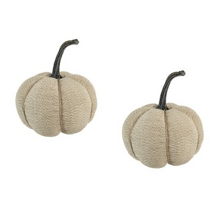 Yukimo Set of 3 Brown Pumpkin Decor, 8.3x8.3x5.5 Inch Fall Harvest Ornaments for Thanksgiving and Festival Tabletop Displays - 1 of 4