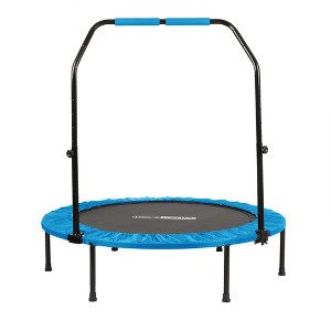 HolaHatha Portable Foldable Mini Trampoline Fitness Rebounder with 5 Level Adjustable Handle, Supports up to 440 Pounds, 48-Inch, Blue - 1 of 4