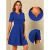 INSPIRE CHIC Women's Elegant V Neck Puff Short Sleeve Work Office Flared Dresses - 2 of 4